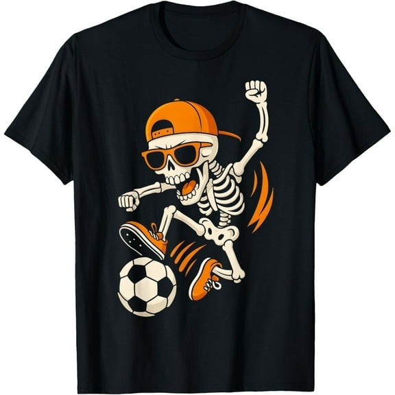 Halloween Skeleton Funny Soccer Shirt for Boys Men T-Shirt