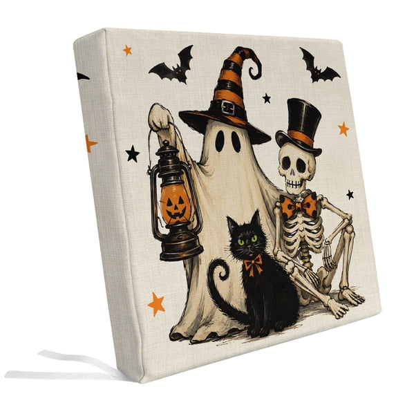 Halloween Skeleton Ghost Black Cat Outdoor Seat Cushion Covers Set of 2 ...