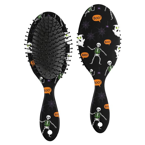 Halloween Skeleton Ghost Pattern Brush, Detangling Hair Brush,Air Cushion Hair Comb, PP Material Gifts for Wet Dry Hair Styling