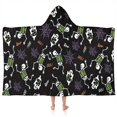 thumbnail image 1 of Halloween Skeleton Ghost Pattern Hooded Bath Towel，50"x30" for Ages 3 To 12 Kids, Quick Dry Lightweight Soft Microfiber Hood Beach Towel Cover Up for Kids, 1 of 7