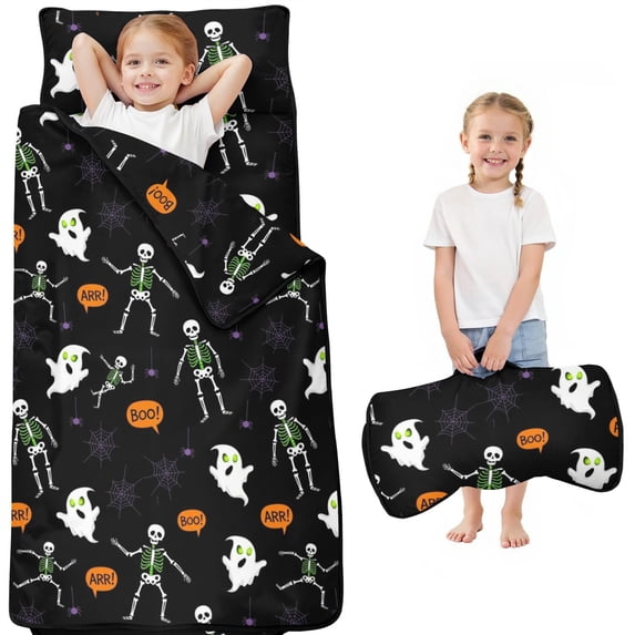 Halloween Skeleton Ghost Pattern Kids Nap Mat, Sleeping Mat with ...