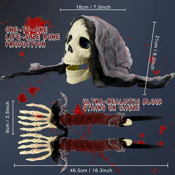 Halloween Skeleton Ghosts Decorations,Halloween Skeleton Decor,Halloween Scary Ghost Props,Outdoor Halloween Decorations Skull and Skeleton Ground Breakers,Terrifying Gravestone Scenes 2 Options