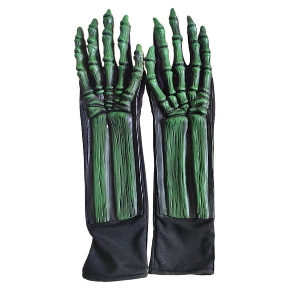 Halloween Skeleton Gloves, Glow-in-the-Dark Finger Bone Costume Gloves for Cosplay and Parties