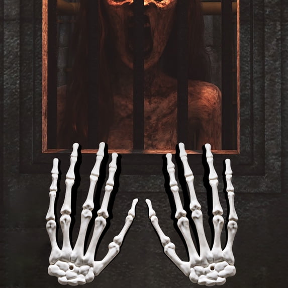 Halloween Skeleton Hand Decor - 6.3 Inch Realistic Plastic Claw with Floral Pendant for , Porch, Party Decorations - Scary Props for Halloween, Horror Nights & Gothic Themed Events