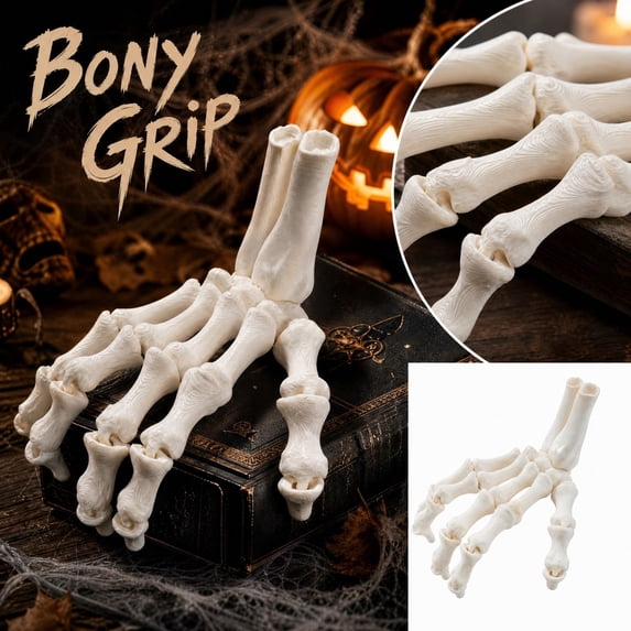 Halloween Skeleton Hand Decoration with 3.5 Inch Plastic Bones, Spooky Horror Prop for Party Table Decor, Gothic Graveyard Display