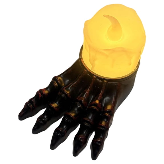 Halloween Skeleton Hand Glowing Candlestick,Resin Tabletop Light Prop for Escape Room,Creepy Gothic Decor Ornament with Flickering LED Flame
