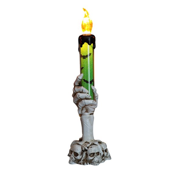 Halloween Skeleton Hand LED Candle Light Skull Base Flameless Decor Lamp for Haunted House Parties Spooky Ambiance