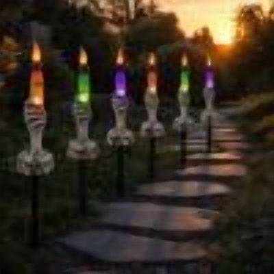 Halloween Skeleton Hand Lamp, LED Candle Light Table Lamp Ghost Hand Halloween Decoration Easy Setup Reusable Display, Gothic Halloween Party Lighting Prop for Porch Yard Living Room Haun*ted Houses