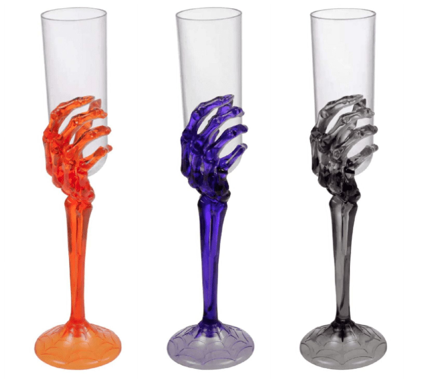 Halloween Skeleton Hand Plastic Goblets Champagne Flutes Stemless