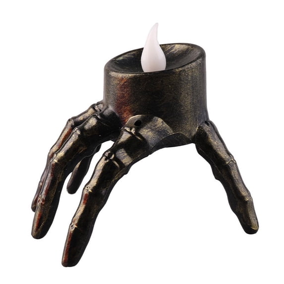 Halloween Skeleton Hand Tea Lights Candles Decorations, Battery Operated Halloween's Flameless LED Candles, Spider Tealights Spooky Electric Flickering Candle for Halloween Party Decorations