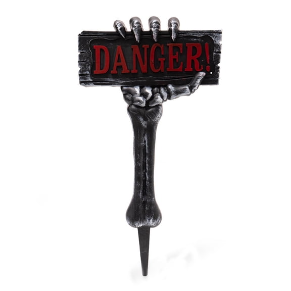 Halloween Skeleton Hand Yard Sign, 21.26" Warning Stake, Graveyard Lawn Decoration with Claw, Outdoor Haunted House Prop for Garden, Patio, and Party Decor