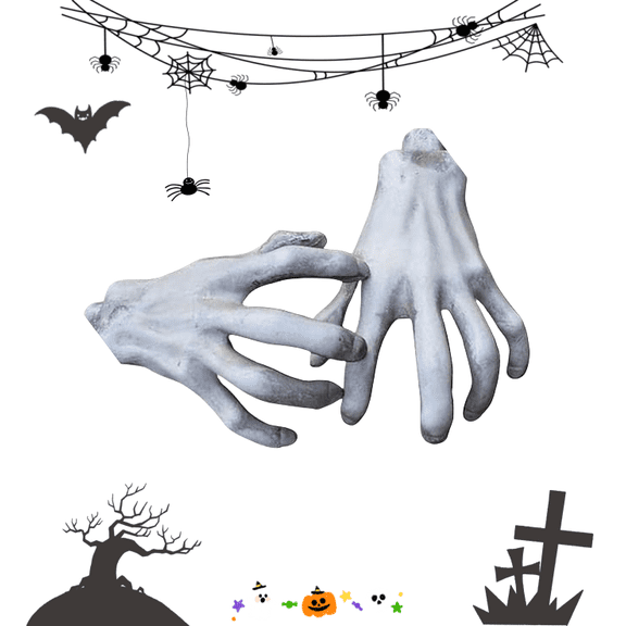 Halloween Skeleton Hands - 1 Pair Realistic Plastic Skeleton Zombie Hands for Halloween Terror Scary Props Decorations