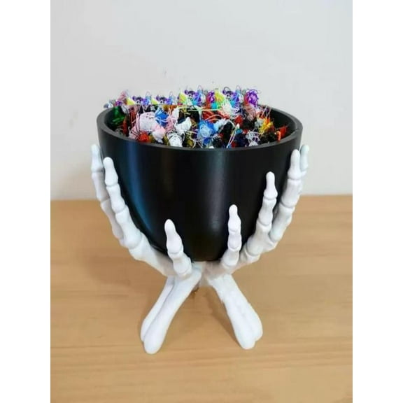 Halloween Skeleton Hands Bowl Stand,Gothic Halloween Display Holder for Candy, Decor, or Trinkets,Removable Bowl – 3D Printed