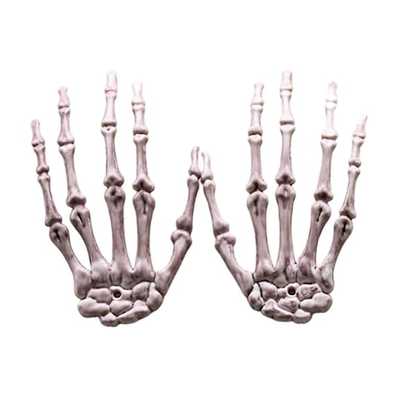 Halloween Skeleton Hands Decorations, 2 Pack Plastic Skeleton Hand Prop for Spooky House, Spooky Bone Decorations for Halloween Party, Scary Skeleton Claws for Indoor Outdoor Holiday Decor