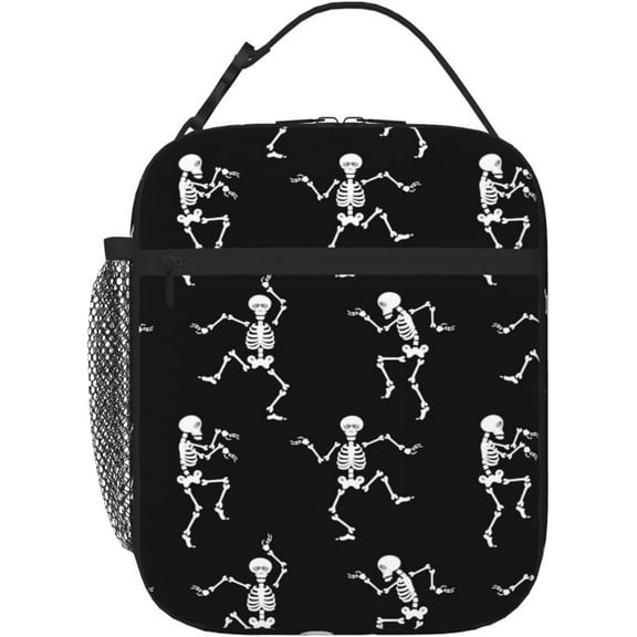 Halloween Skeleton Insulated Portable Lunch Bag With Detachable Handle Reusable Lunch Box For Men Women Men Women