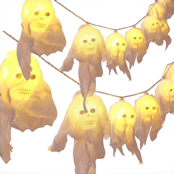 Halloween Skeleton LED String Lights, Battery Operated Warm White Skull Lights for Halloween Tree, Indoor Party, Window, Fireplace, Spooky Gothic Holiday Decor