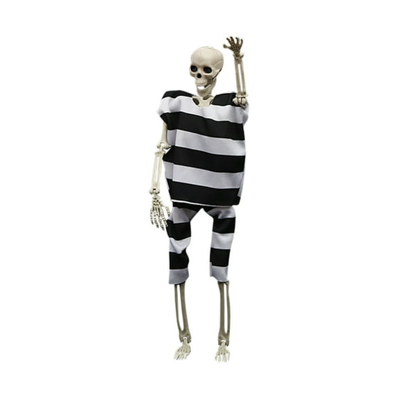 Halloween Skeleton Life Size Prisoner Human Skeleton 15.75inch Full Body Posable Human Skeleton Bones Decorations with Movable Joints for Indoor Outdoor Halloween Props Decorations