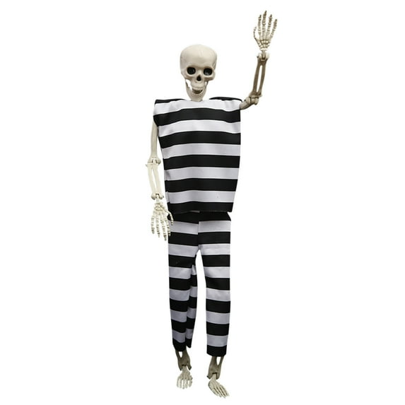 Halloween Skeleton Life Size Prisoner Human Skeleton 15.75inch Full Body Posable Human Skeleton Bones Decorations with Movable Joints for Indoor Outdoor Halloween Props Decorations