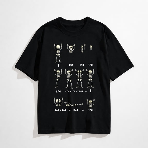Halloween Skeleton Math Fraction Funny Teacher Men Women T-Shirt