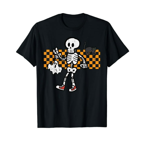 Halloween Skeleton Peace Retro Groovy Costume Men Women Kids T-Shirt