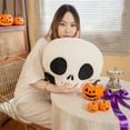 thumbnail image 1 of Halloween Skeleton Pillow Cute Skull Throw Pillow for Car Sofa Bedroom Office Decor Soft Cotton Cushion 12.59x14.96in Holiday Gift, 1 of 6