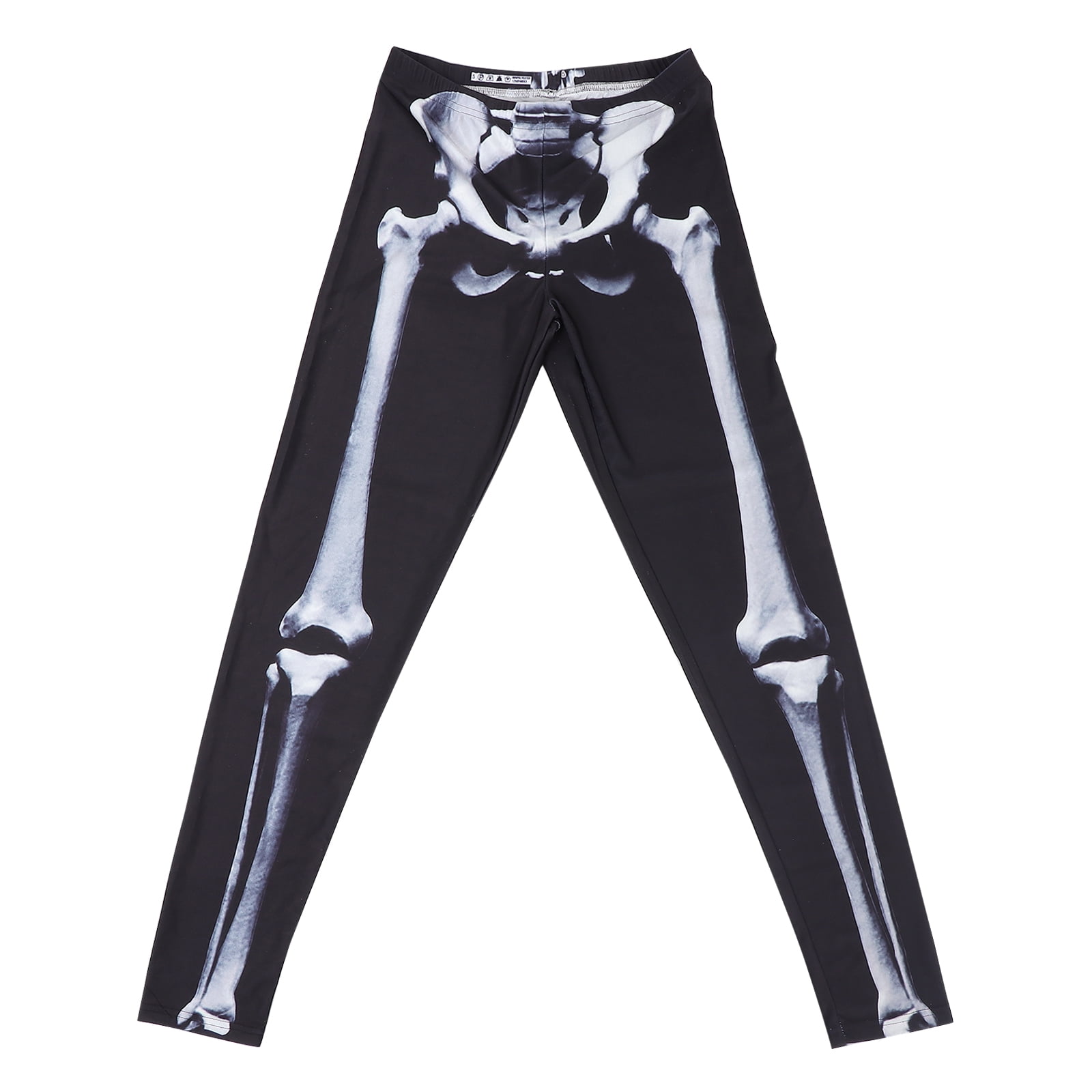 Halloween Skeleton Printing Leggings High Waist Elastic Tight Pant Skinny  Trousers for Women Size L 