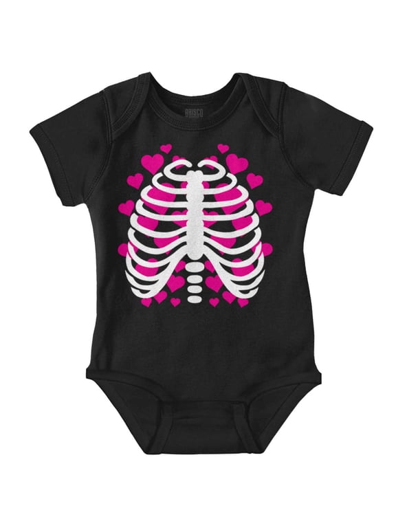 Halloween Skeleton Rib Cage Hearts Bodysuit Jumper Girls Infant Baby Brisco Brands NB