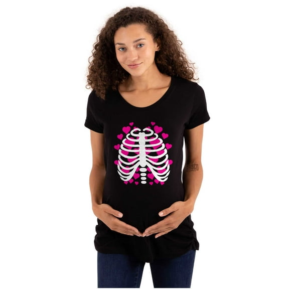 Halloween Skeleton Rib Cage Hearts Women's Maternity T Shirt Tee Brisco Brands S