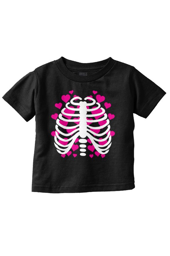Halloween Skeleton Rib Cage Hearts Youth T Shirt Tee Girls Infant Toddler Brisco Brands 2T