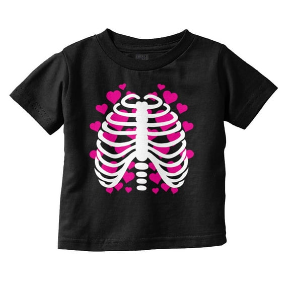 Halloween Skeleton Rib Cage Hearts Youth T Shirt Tee Girls Infant Toddler Brisco Brands 6M