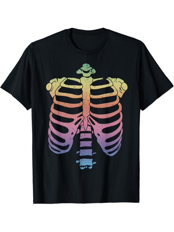Halloween Skeleton Rib Cage T-Shirt Zombie Costume Tee Shirt T-Shirt- Classic Holiday Bestsellers funny halloween shirt Unisex 100% Cotton T-Shirt Breathable Casual Everyday Wear Affordable t shirts