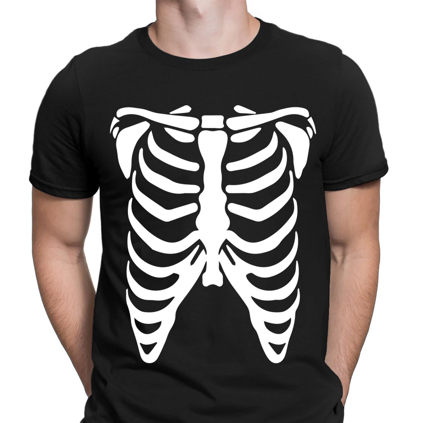 Halloween Skeleton Ribs T-Shirt Scary Ribcage Bones Funny Top Men Women ...