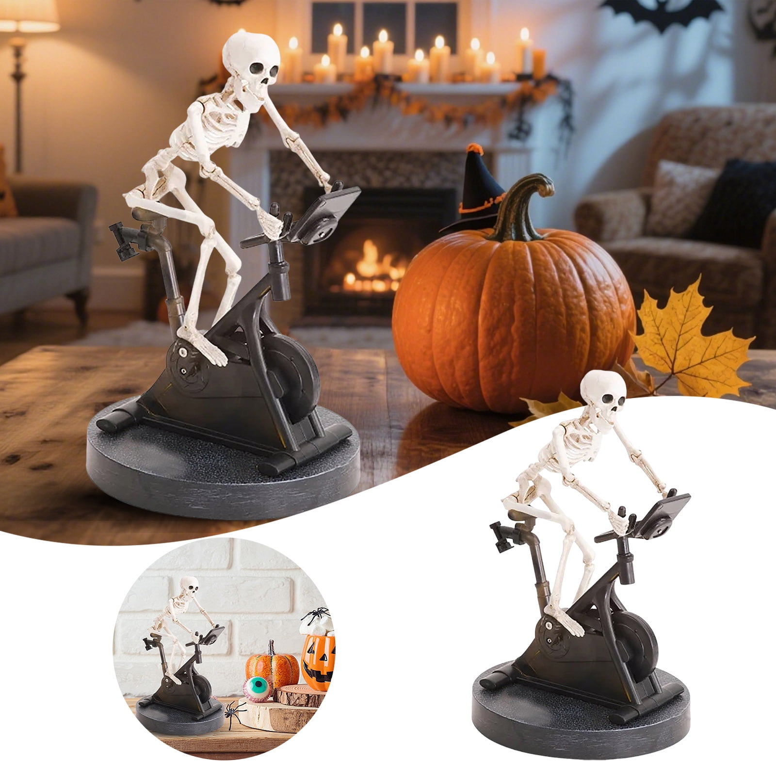 Skeleton Ride Buddy Halloween Skeleton Riding Bike,Funny Skeleton Riding a Exercise Bike ...