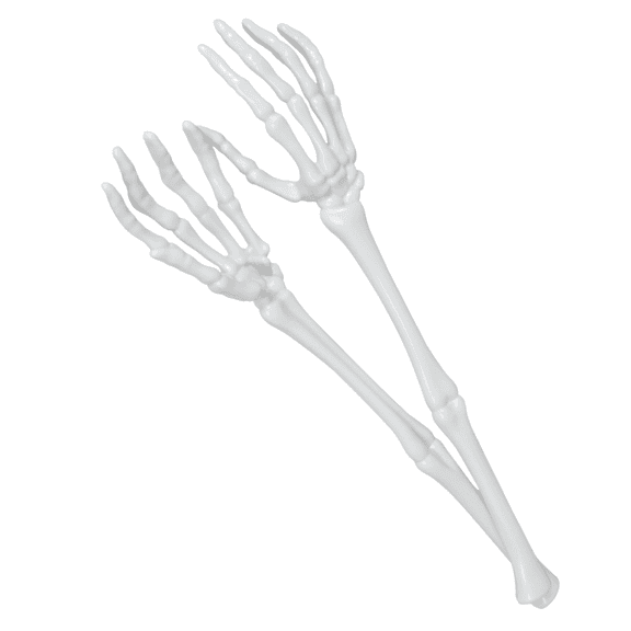 Halloween Skeleton Salad Tongs, White Plastic Hand Bone Spoon Server, Realistic Spooky Kitchen Tableware Utensils for Halloween Buffet Home Party Decor and Party Games Props and Decoration - Set of 2
