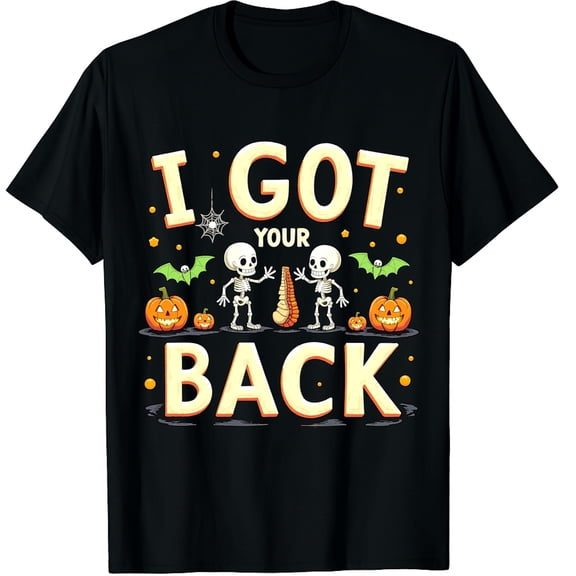 Halloween Skeleton Sarcastic Shirt, Bone I Got Your Back Graphic Crew Neck Short Sleeve T-Shirts (Men's, Women's)