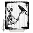 thumbnail image 1 of Halloween Skeleton Shower Curtain Set ，Waterproof Fabric Shower Curtains Horror Black Crow Vintage Bird Shower Curtains for Bathroom,Bathroom Decor 54x"78", 1 of 6