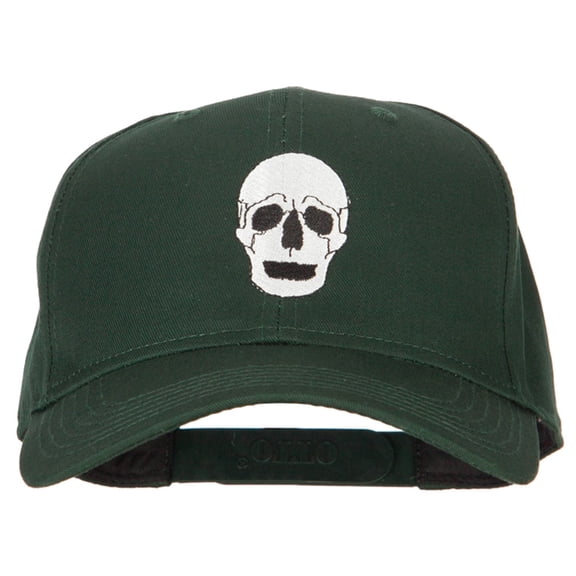 Halloween Skeleton Skull Embroidered Solid Cotton Pro Cap - Dk Green OSFM