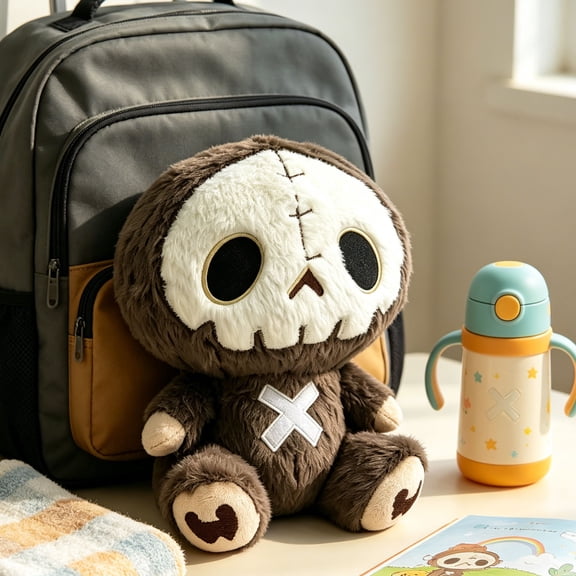 Halloween Skeleton Sloth Plush Doll, Gothic Gingerdead Skull Stuffed Toy, Spooky Soft Toy Gift for Home Decor and Collection