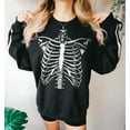 thumbnail image 1 of Halloween Skeleton Sweatshirt - Realistic Skeleton Rib Cage Sweater - Skeleton Bones Sweatshirt With Sleeve Print, 1 of 5
