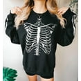 thumbnail image 1 of Halloween Skeleton Sweatshirt - Realistic Skeleton Rib Cage Sweater - Skeleton Bones Sweatshirt With Sleeve Print, 1 of 5