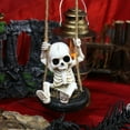 thumbnail image 1 of Halloween Skeleton Swing Figurine, Spooky Resin Skeleton Decoration for Indoor Outdoor Garden, Hanging Ornament for Halloween Party, Yard, Porch, Tree, Holiday Decor,, 3.54 Inch Tall, 1PC, 1 of 7