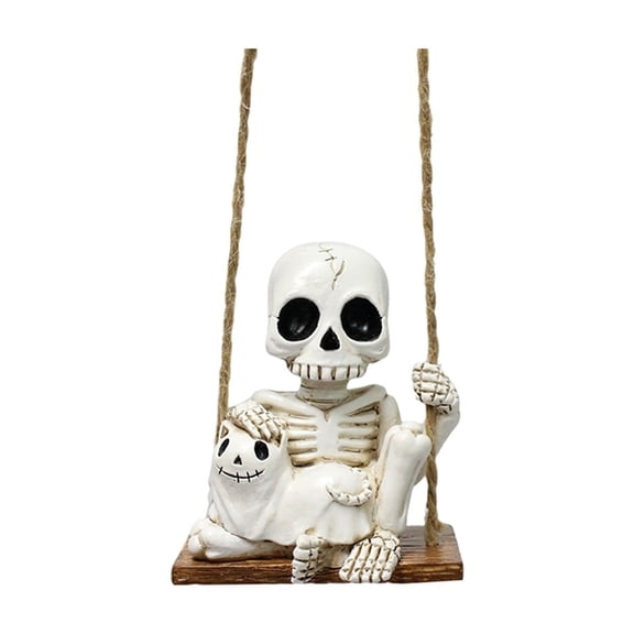 Halloween Skeleton Swing Hanging Ornament 3.14 in, Spooky Skeleton and Ghost Pendant for Haunted Home Party Decor
