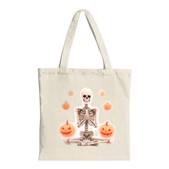 Halloween Skeleton Tote Bag - Canvas Multifunctional Reusable Shopping Bag o ' - Lanterns Perfect for Parties & Travel