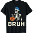 thumbnail image 1 of Halloween Skeleton Trick Or Treat Bruh Costume Boys Kids T-Shirt, 1 of 8