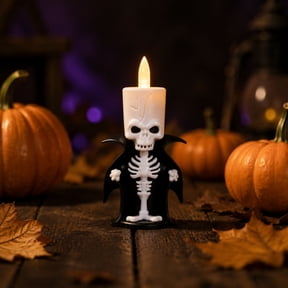 Halloween Skeleton Vampire LED Candle Light Spooky Skull Tabletop Lamp Fall Indoor Party Decor Ornament