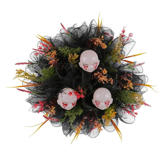 Halloween Skeleton Wreath Decoration Mesh Rose Ghost Head