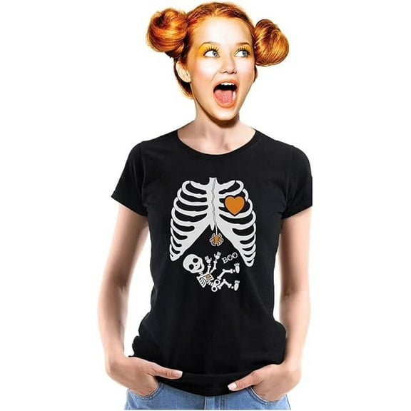 Halloween Skeleton Xray Rib Cage Costume Women T-Shirt