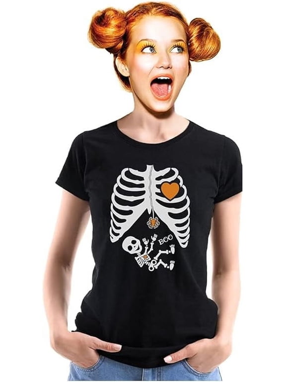 Women's Halloween Skeleton Xray Rib Cage Costume T-Shirt – Bold and Stylish Rib Cage Graphic Tee for Festive Celebrations