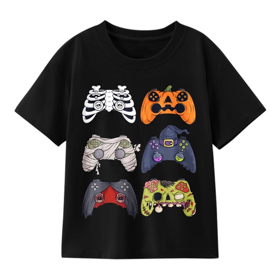 Halloween Skeleton Zombie Gaming Controllers Mummy Boys Kids T-Shirt