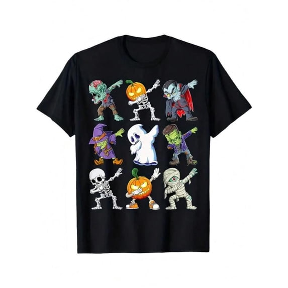 Halloween Skeleton Zombie Graphic Tee, Interesting design,Soft Comfort T-Shirt for Women, Halloween Tops,Fashion,cotton,black,S-5XL